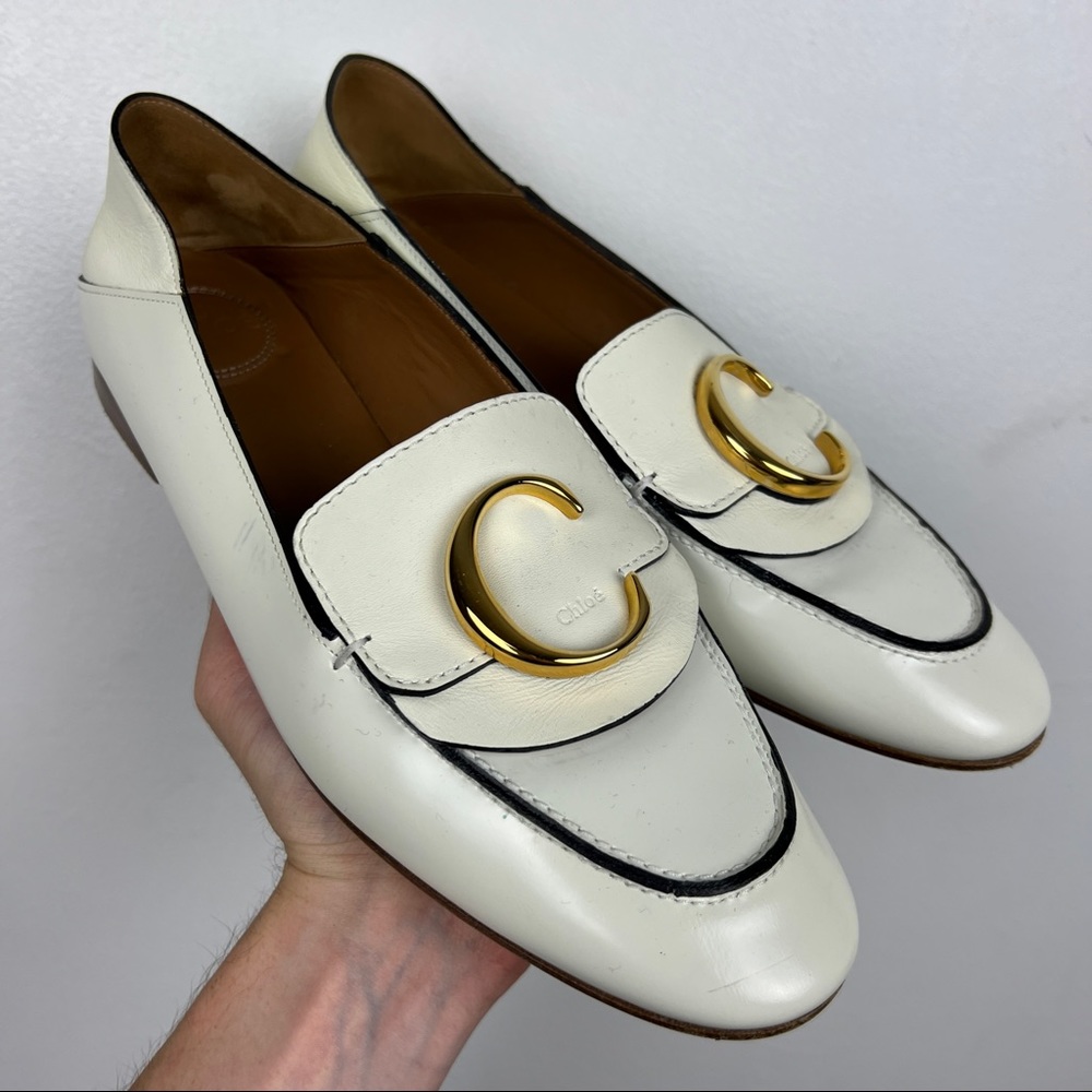 Chloe C Metal Logo Convertible Leather Loafers - Picture 3 of 10